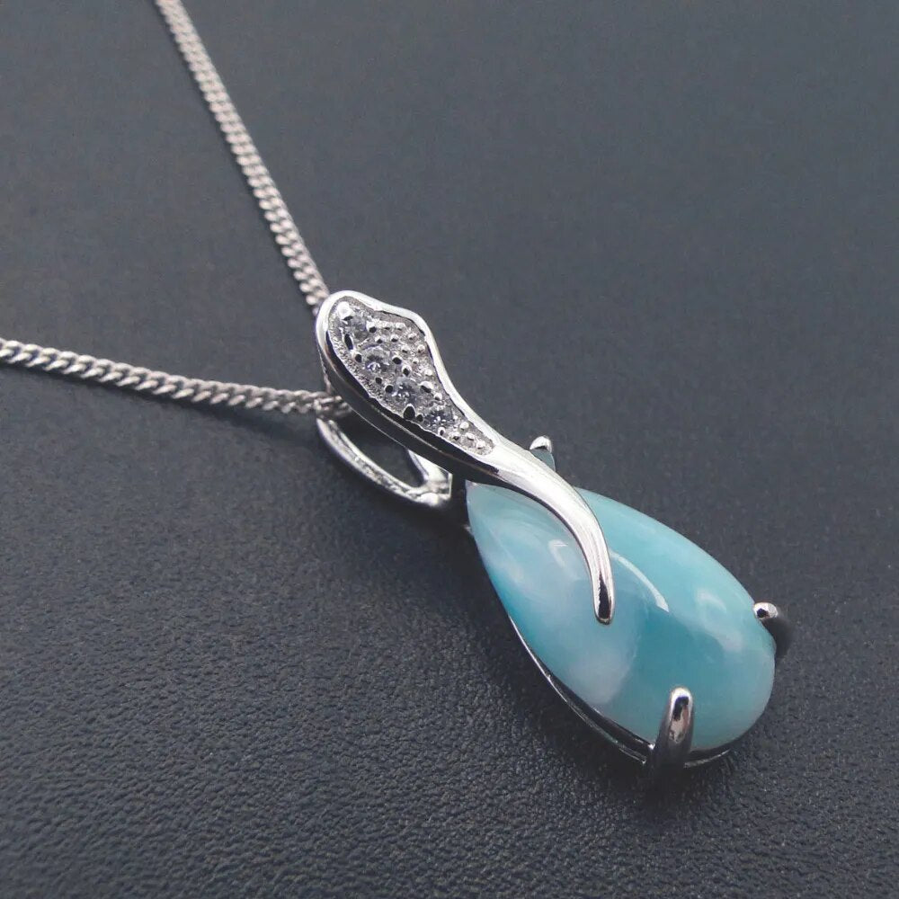 Waterdrop Larimar Pendant In 925 Sterling Silver