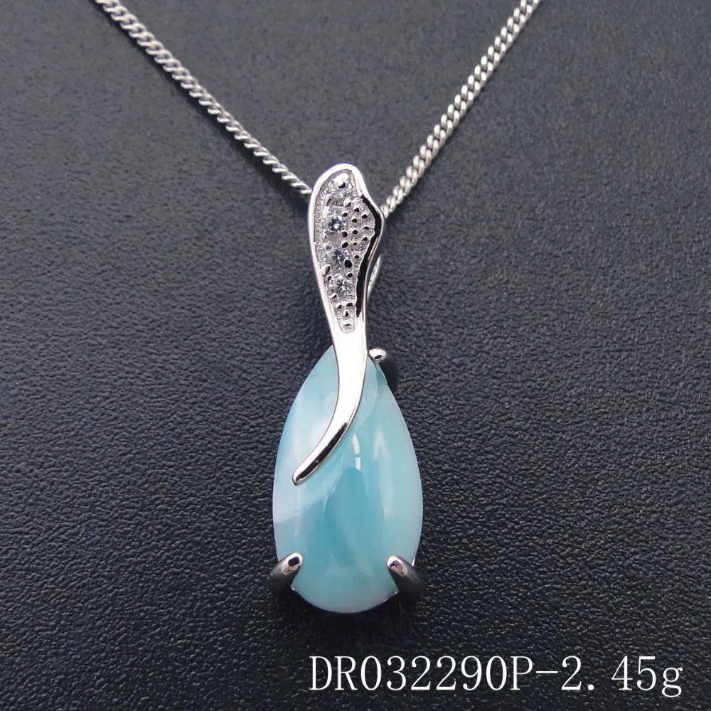Waterdrop Larimar Pendant In 925 Sterling Silver
