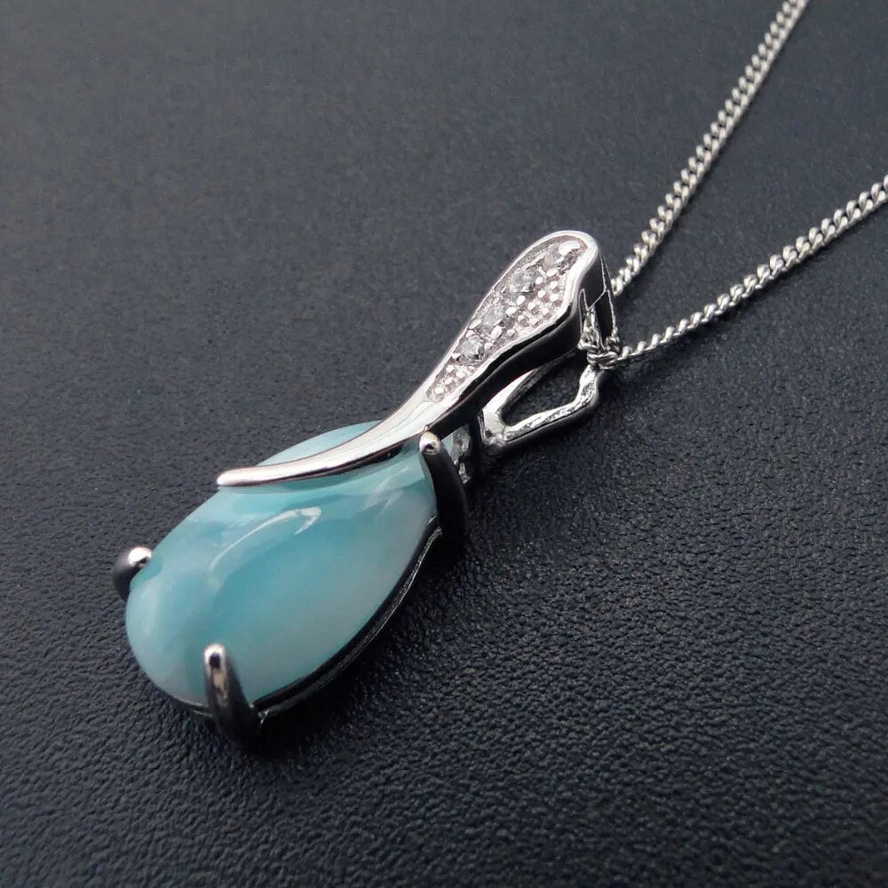 Waterdrop Larimar Pendant In 925 Sterling Silver