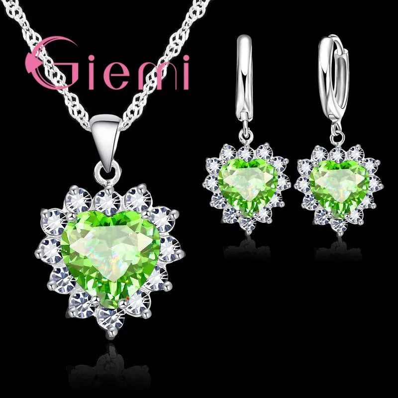 925 Sterling Silver Jewelry Sets Cubic Zirconia