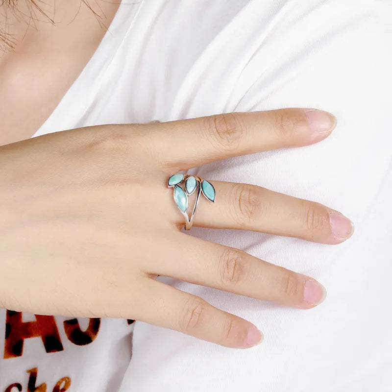 Olive Branch Larimar Ring for Women