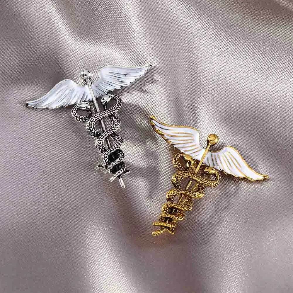 Crystal Caduceus Pins