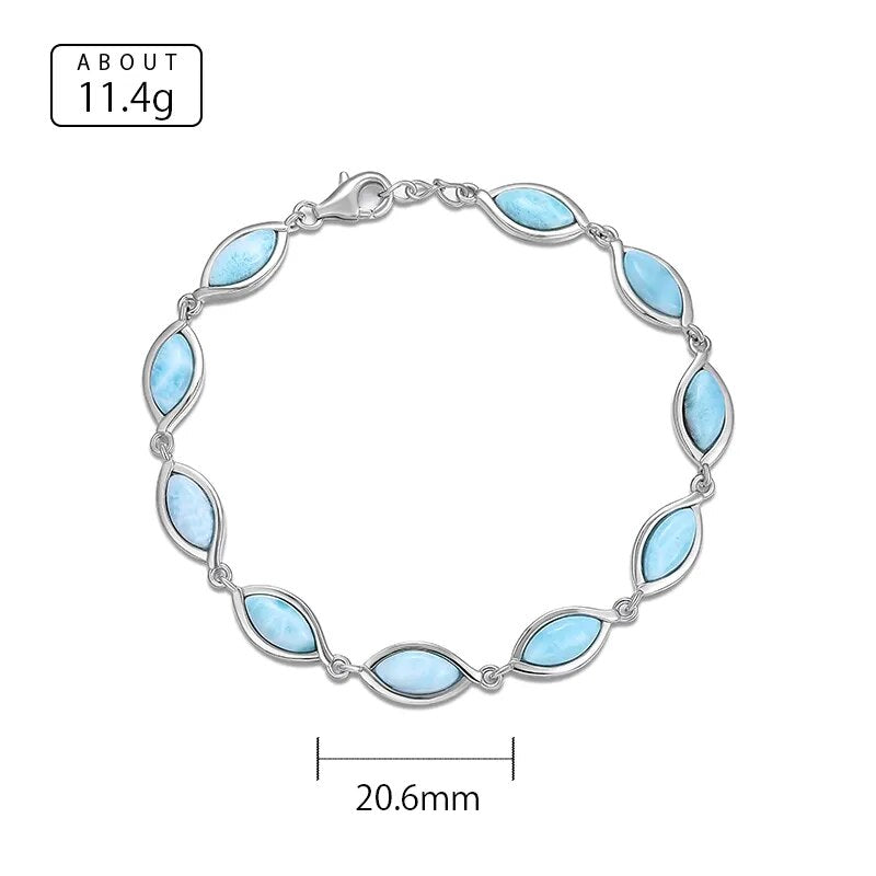 Larimar Blue Pear-Shaped Ethnic Bracelet