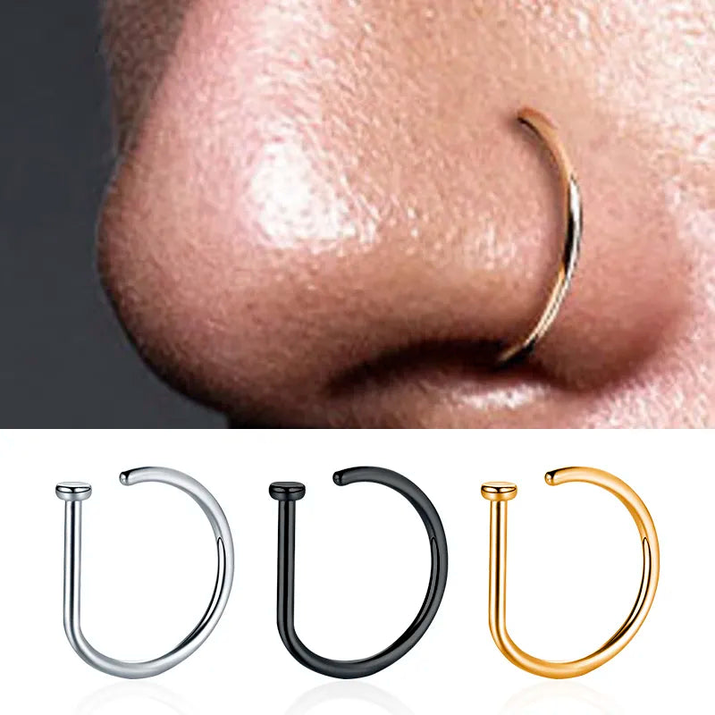 Nose Rings D Shape Nose Hoop