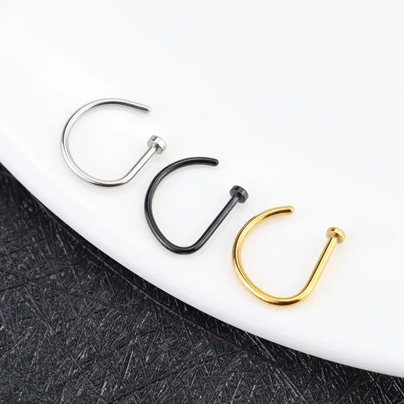 Nose Rings D Shape Nose Hoop