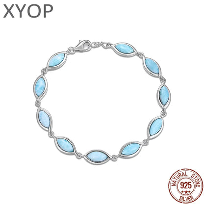 Larimar Blue Pear-Shaped Ethnic Bracelet