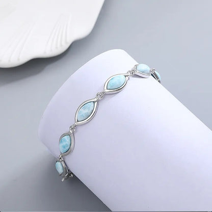 Larimar Blue Pear-Shaped Ethnic Bracelet