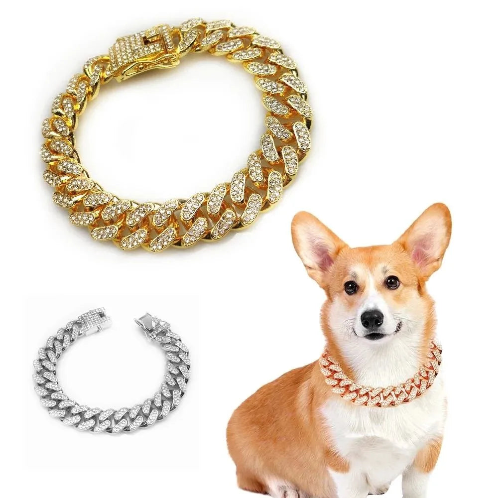 Luxury Rhinestone Dog Chain Collar