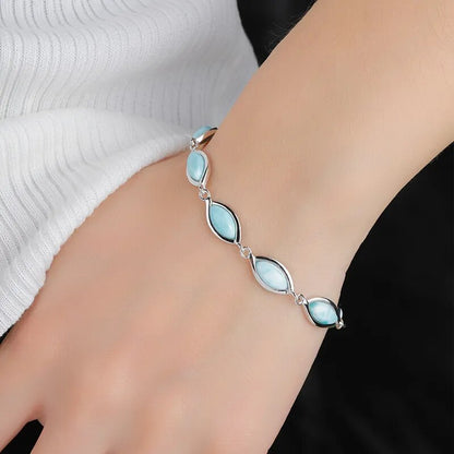 Larimar Blue Pear-Shaped Ethnic Bracelet