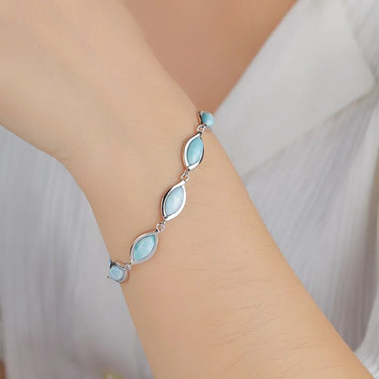 Larimar Blue Pear-Shaped Ethnic Bracelet