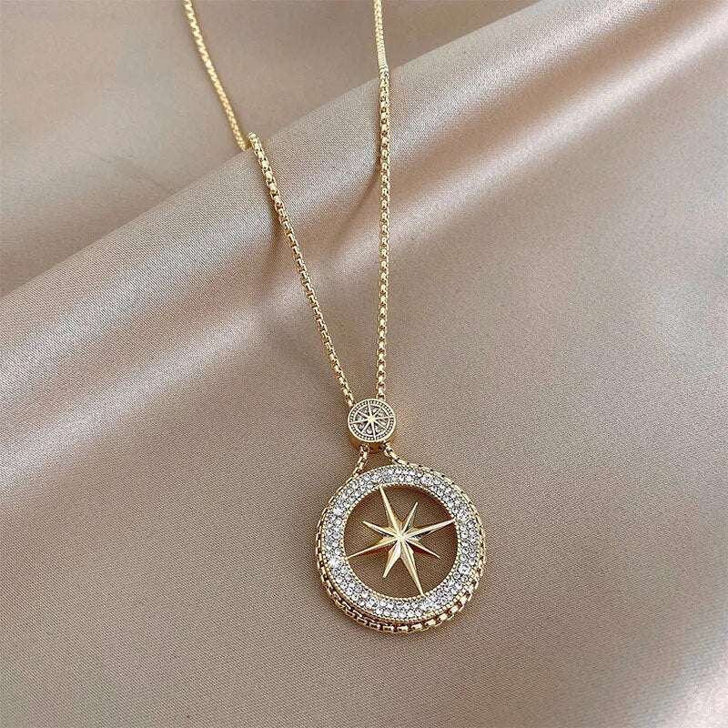 Six Star Necklace for Women Retro Long Chain