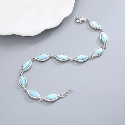 Larimar Blue Pear-Shaped Ethnic Bracelet